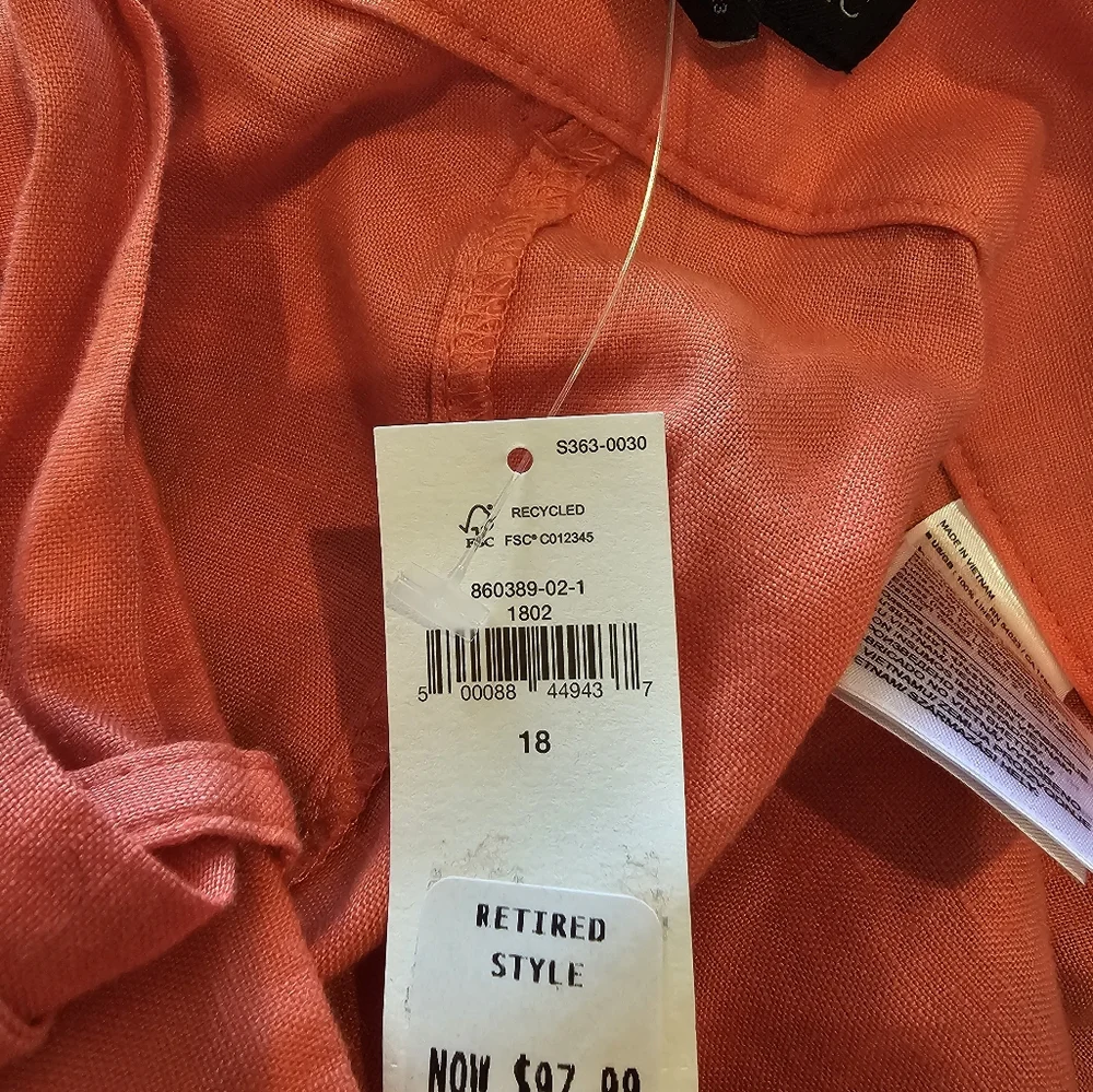 Banana Republic (BR) orange-red wide leg linen pants 18 XL NWT